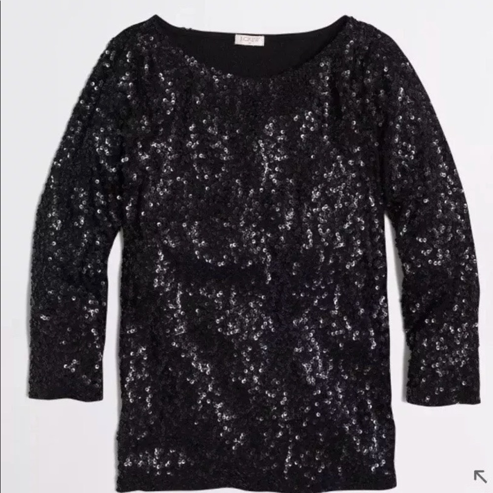 Jcrew THREE-QUARTER SLEEVE DRAPED SEQUIN TEE